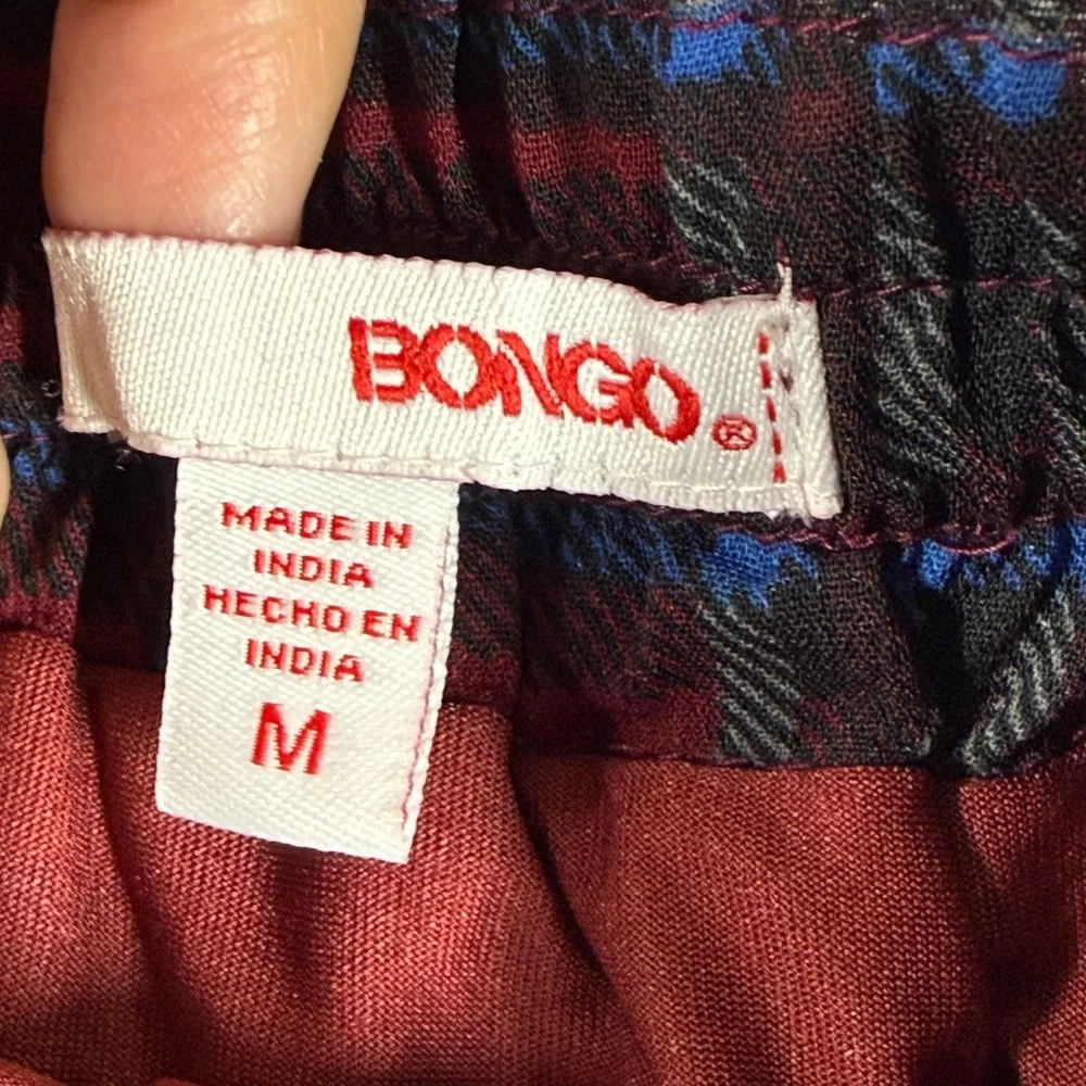 Bongo Burgundy Plaid Tiered Mini Skirt Elastic Waist Lined Size M 885779448365